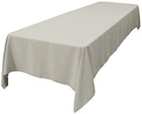 LA Linen Polyester Poplin Washable Rectangular Tablecloth, Stain and Wrinkle Resistant Table Cover 60x120, Fabric Table Cloth for Dinning, Kitchen, Party, Holiday 60 by 120-Inch, Gray Light