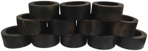 Napkin Holder Set of 12 Natural Dark Brown Napkin Ring by Bambookari
