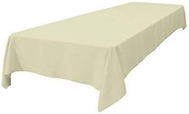 LA Linen Polyester Poplin Washable Rectangular Tablecloth, Stain and Wrinkle Resistant Table Cover 60x126, Fabric Table Cloth for Dinning, Kitchen, Party, Holiday 60 by 126-Inch, Ivory