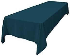LA Linen Polyester Poplin Washable Rectangular Tablecloth, Stain and Wrinkle Resistant Table Cover 60x120, Fabric Table Cloth for Dinning, Kitchen, Party, Holiday 60 by 120-Inch, Teal Dark