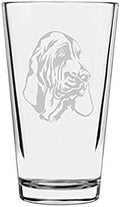 Bloodhound Dog Themed Etched All Purpose 16oz Pint Glass