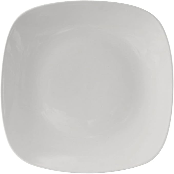 Tuxton China BWH-110C Plate, 11-1/8", Square, Rolled Edge, Microwave and Dishwasher Safe, Oven Proof, Fully Vitrified, Ceramic, DuraTux, White, Pack of 12
