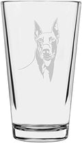 Doberman Pinscher (Dobermann) Customizable Dog Themed Etched All Purpose 16oz Pint Glass
