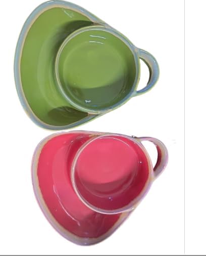Soup and Side Bowl Plate Ceramic, Chip and Dip Divided Bowls, Anti-Soggy Cereal Bowl Bread Dipping Bowls Plates for Salad Breakfast, and Sandwich Ideal for Home and Restaurant (gree+red)