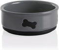 Sweejar Ceramic Dog Bowls with Bone Pattern, Dog Food Dish for Small Dogs, Porcelain Pet Bowl for Water 16 Fl Oz (Gray)