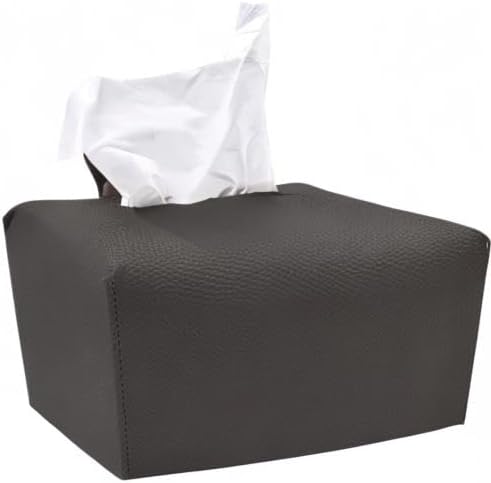 Carrotez Tissue Box Cover, [Refined] Modern PU Leather Rectangular Tissue Box Holder - Decorative Holder/Organizer for Bathroom Vanity Countertop, Night Stands, Office Desk 9.5"X5"X5" - Charcoal