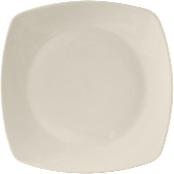 Tuxton China BEH-126C Plate, 12-3/4", Square, Rolled Edge, Microwave and Dishwasher Safe, Oven Proof, Fully Vitrified, Ceramic, DuraTux, American White/Eggshell, Pack of 6