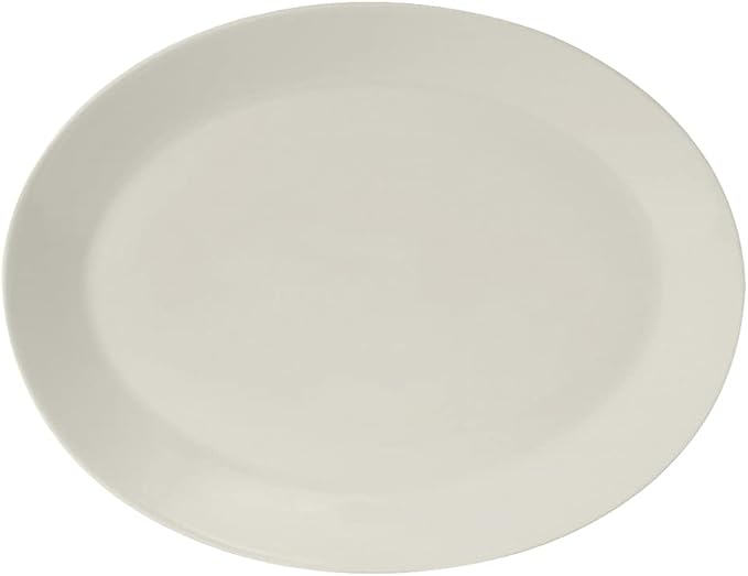 Tuxton China AMU-022 Platter, 12" x 9-1/2", Oval, Wide Rim, Microwave and Dishwasher Safe, Oven Proof, Fully Vitrified, Ceramic, AlumaTux, Modena, Pearl White, Pack of 12
