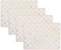 MACKENZIE-CHILDS Set of 4 Cork-Back Placemats, Hard-Finish Table Mats, Pink-and-White Rosy Check