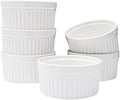 Vikko White Ramekin, Set of 6 Fine Porcelain Ramekins, Stackable 4 Inch Bowls, 7 Ounce Dips Dish, Dishwasher Safe