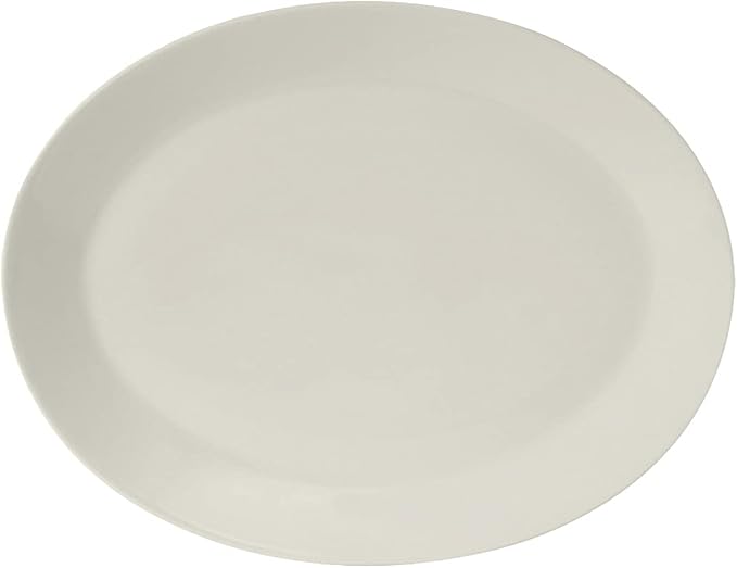 Tuxton China AMU-025 Platter, 15-3/8" x 11-7/8", Oval, Wide Rim, Microwave and Dishwasher Safe, Oven Proof, Fully Vitrified, Ceramic, AlumaTux, Modena, Pearl White, Pack of 6