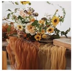 Joanlody Terracotta Cheesecloth Table Runner Spring Easter 10Ft Rustic Gauze Boho Cheese Cloth Table Runner for Wedding Bridal Baby Shower Decoration 10 Pack
