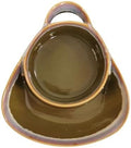 Soup and Side Bowl Plate Ceramic, Chip and Dip Divided Bowls, Anti-Soggy Cereal Bowl Bread Dipping Bowls Plates for Salad Breakfast, and Sandwich Ideal for Home and Restaurant (jade green)