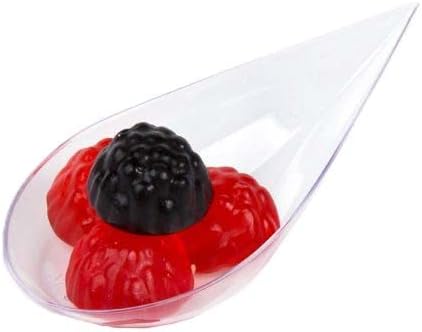 48 Pack Tiny Tear Spoon Black Mini Appetizer Plates Mini Plastic Dessert Spoons Professional-Grade Recyclable Party Small Serving Platter Black Disposable Plates Serving Tray for Events CMJJ