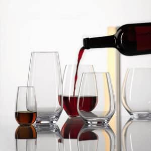 Set Of 8 Stemless Wine Glasses,Hand Blown Red Wine Glasses,Crystal Drinking Glasses Clear Glass Wine Tumbler,18.5oz