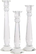 Crystal Candlesticks — by Alice Lane Home Collection — Set of 3 — Decorative Candle Holders — Classic Design for Weddings, Dining and Party — Timeless Home Decor — for Tapered Candles — Size S, M & L