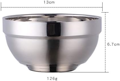4pcs stainless Steel Bowls Set，5.1Inches Double Walled Insulated Large Serving Rice Cereal Salad noodle， 500ml Unbreakable Deep Bowl for kitchen Restaurant