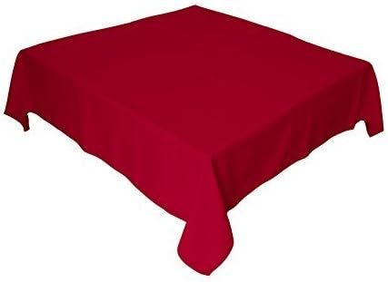 LA Linen Polyester Poplin Washable Square Tablecloth, Stain and Wrinkle Resistant Square Table Cover 52x52, Fabric Table Cloth Square for Dining, Kitchen, Party, Holiday 52 by 52-Inch, Cranberry