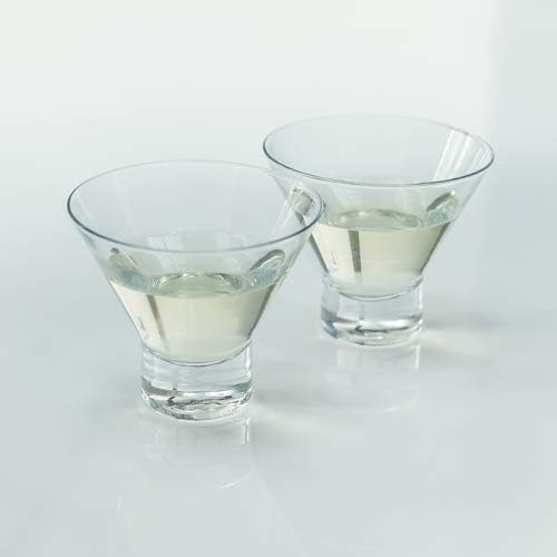 Viski Heavy Base Stemless Martini Glasses Set of 2, Crystal Cocktail Glasses - Image 6