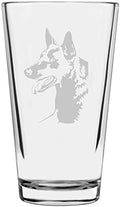 Belgian Shepherd (Malinois) Dog Themed Etched All Purpose 16oz Pint Glass
