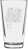 Bulldog Customizable Dog Themed Etched All Purpose 16oz Pint Glass