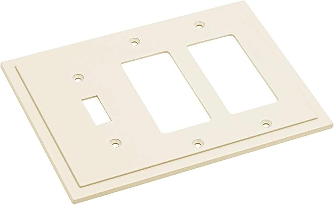 Henne Bery Modern Edge Decorative Wall Plate Switch Plate Outlet Cover, Durable Solid Zinc Alloy (Single Toggle/Double Decorator, Light Almond)