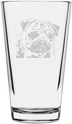 Pug Custom Personalized Dog Themed Etched All Purpose 16oz Pint Glass