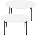 Round Spandex Tablecloth 2 Pack, Elastic Fitted Waterproof Tablecloths for 45"-56" Tables, Stretch Washable Picnic Table Cover for Camping, Dining, Indoor and Outdoor, White