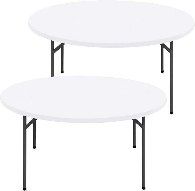 Round Spandex Tablecloth 2 Pack, Elastic Fitted Waterproof Tablecloths for 45"-56" Tables, Stretch Washable Picnic Table Cover for Camping, Dining, Indoor and Outdoor, White
