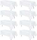 8 Pack White Tablecloth 60 x 102 Inch Rectangular Table Cloth for 6 Foot Rectangle Tables, Wrinkle Resistant Washable Polyester Fabric Table Covers for Wedding Party Banquet Buffet and Camping