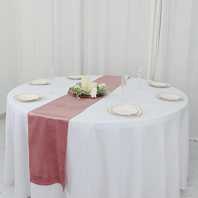 Balsa Circle 10 pcs 12x108-Inch Dusty Rose Premium Velvet Table Runners Wedding - Image 5