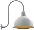 Steel Lighting Co. Hollywood Bowl Light | Outdoor Wall Mounted | 15 inch Bowl Dome | Upward Sloping Gooseneck | Barn Light Made in America | Modern Gray Exterior/Brass Interior
