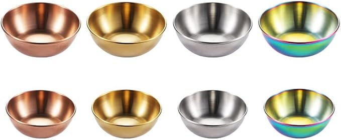 Sauce Dishes 12PCS 3.46inch Stainless Steel Sauce Bowl Mini Individual Round Seasoning Dishes Sushi Dipping Bowl Appetizer Plates (Silver)