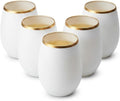 Oojami 40 Pack Disposable Plastic Wine Glasses 12 Oz Stemless Gold Rim Cups | by Oojami