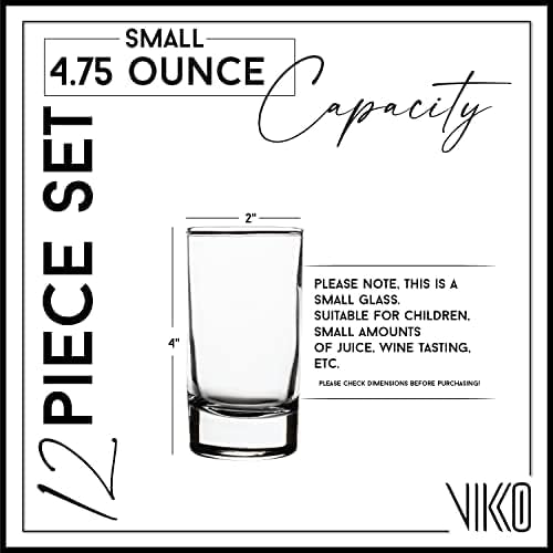 Vikko Mini Juice Glasses, 4.75 Ounce SMALL Glass Cups, 2.1 Inch x 3.9 Inch - Image 2