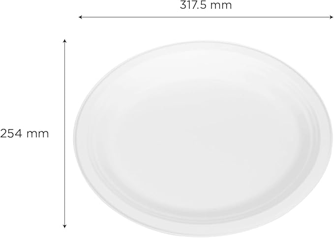 KARAT EARTH 12.5''x10'' PFAS Free Compostable Bagasse Oval Plates, KE-BPO12510-1CFF - 500 ct