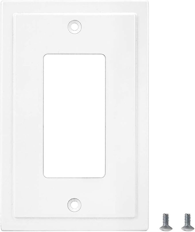 Henne Bery Modern Edge Decorative Wall Plate Switch Plate Outlet Cover, Durable Solid Zinc Alloy (Single Decorator 3PK, White)