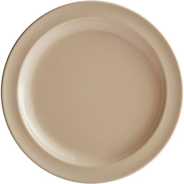 Foundations 9 Inch Tan Narrow Rim Melamine Plate, Round, BPA Free, NSF Listed, Dishwasher Safe, 12 per Case