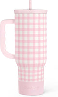 SANDJEST Pink Gingham 40oz Slider Tumbler by SANDJEST