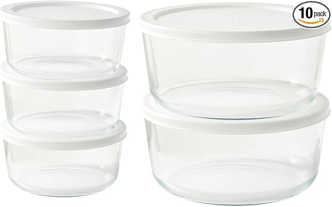 10-Piece Glass Food Storage Containers Set | 4-Cup & 6.5-Cup, Leakproof | by DuraLiving