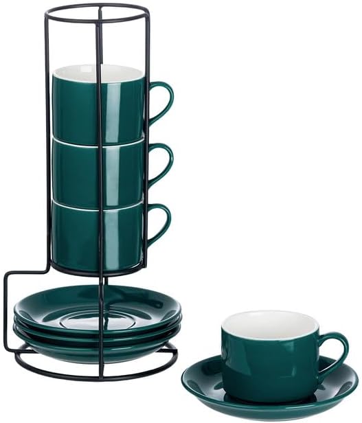 Espresso Cups Set of 4, 4oz Stackable Coffee Cups by MEICHU