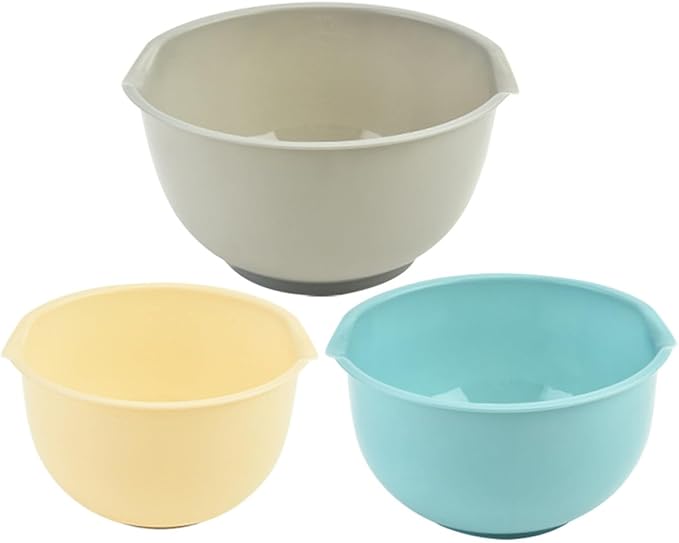 TOYANDONA Kitchen Mixing Bowls Set of 3 Plastic Reusable Salad and Food Bowls Stackable for Meal Prep and Salad Mixing Random Color