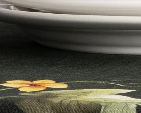 Maison d' Hermine Table Cloth Rectangle Table 100% Cotton 60 x 90 Inches Fall Tablecloth Reusable Everyday Use for Thanksgiving Christmas Decorations Dining Farmhouse (Pumpkin Garden - Dark Green)