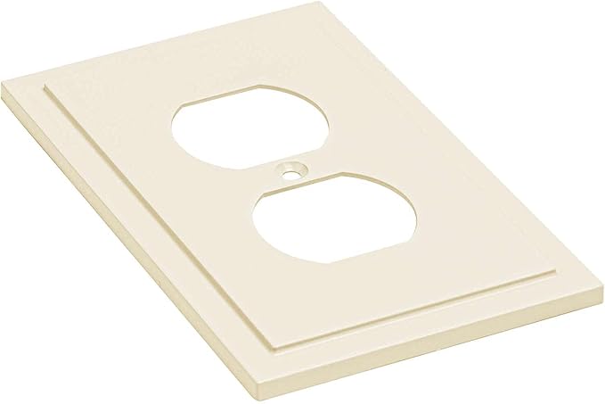 Henne Bery Modern Edge Decorative Wall Plate Switch Plate Outlet Cover, Durable Solid Zinc Alloy (Single Duplex 3PK, Light Almond)