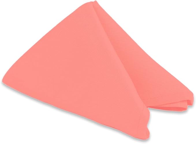 Polyester Cloth Napkins - Washable Soft Table Linens - Durable & Elegant for Dining, Restaurants, Weddings, Events, Rentals, Banquets, & Parties - Premium Quality Set of 250, Coral, 17"x17"