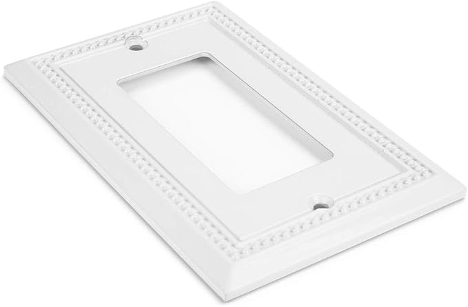 Henne Bery Sunken Pearls Heavy Duty Decorative Wall Plate Switch Plate Outlet Cover (Single Decorator, 2 Pack, White)