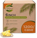 Raj Palm Leaf Bulk Plates like Bamboo plates Disposable, Decorative Compostable Tableware for wedding, Lunch, Dinner, Birthday, Camping, Outdoor BBQ (6" 200 Pack(6 Cases I 1200 Pack))