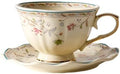 8 oz Vintage flower Ceramic cup and 6" saucer set by homemugandgift