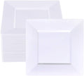 bUCLA 60Pieces White Plastic Plates – 7inch White Square Plates- Premium Disposable for Party & Wedding