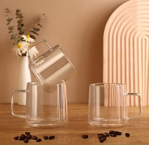 CNGLASS 12oz Glass Coffee Mugs, Double Wall Insulated Glass Cups - Image 3